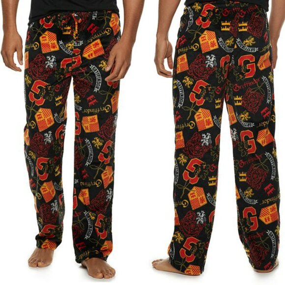 New! Harry Potter Gryffindor 2-pc Pajama Set Fleece Pants & T-Shirt Top - Picture 3 of 3